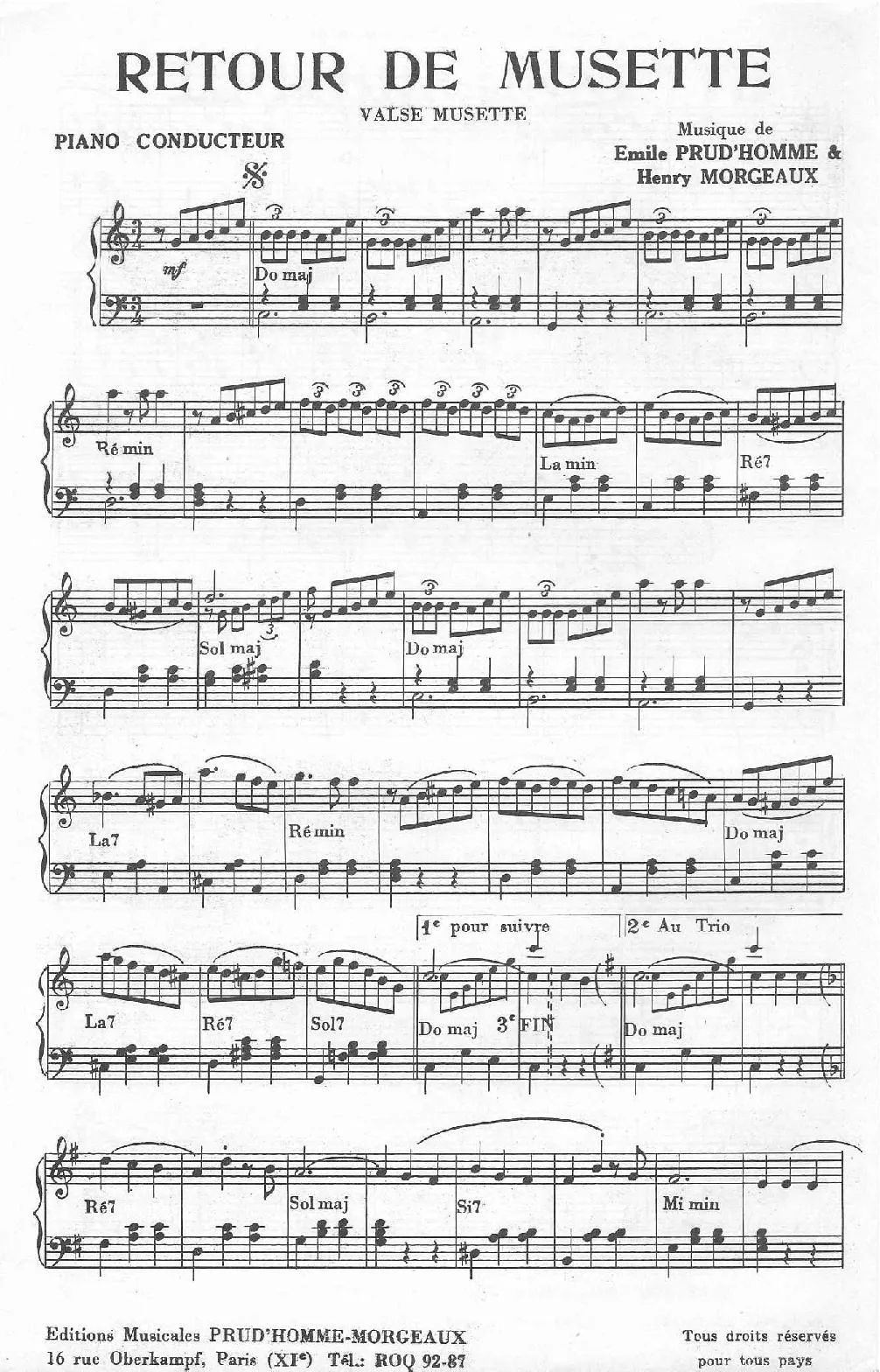 télécharger la partition d'accordéon Retour de Musette (Valse Musette) au format PDF