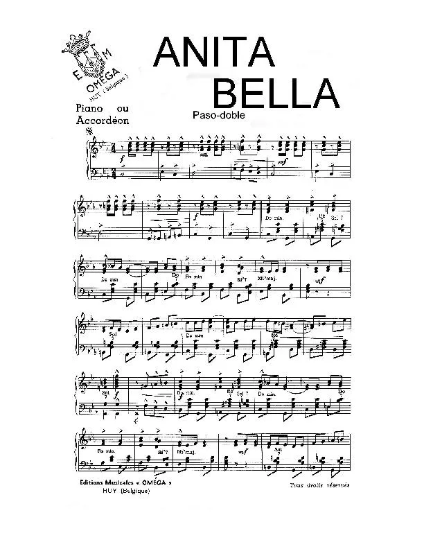 télécharger la partition d'accordéon Anita Bella (Paso Doble) au format PDF