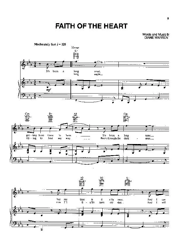 télécharger la partition d'accordéon Faith of the Heart au format PDF
