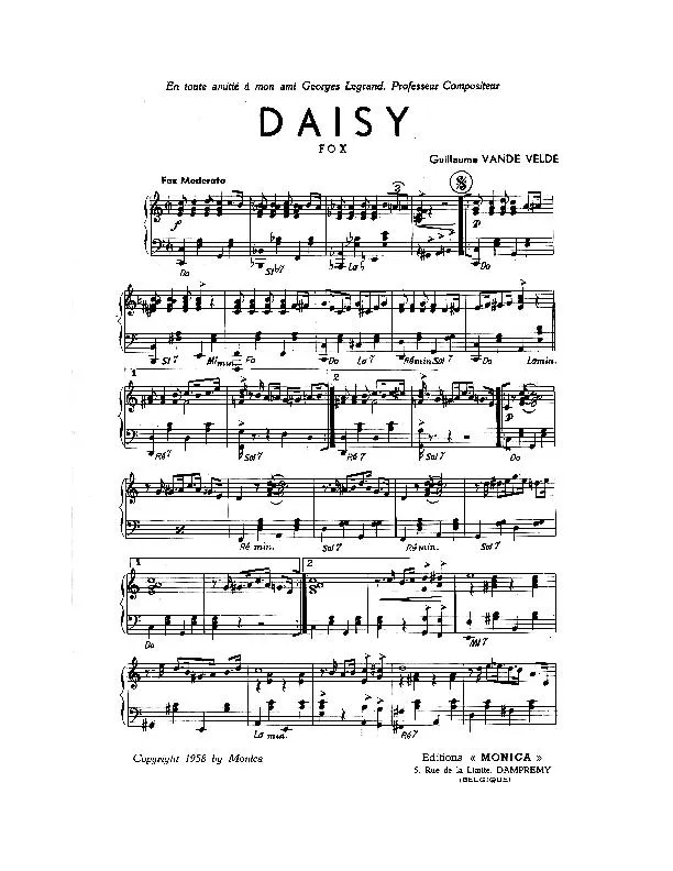 télécharger la partition d'accordéon Daisy (Fox) au format PDF