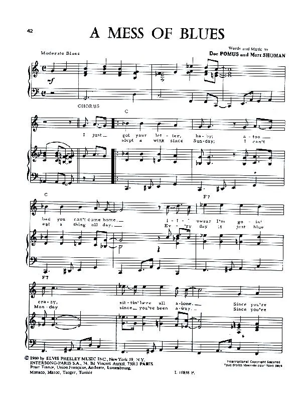 télécharger la partition d'accordéon A Mess of Blues au format PDF