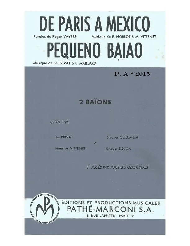 télécharger la partition d'accordéon Pequeño Baïao (Orchestration) au format PDF