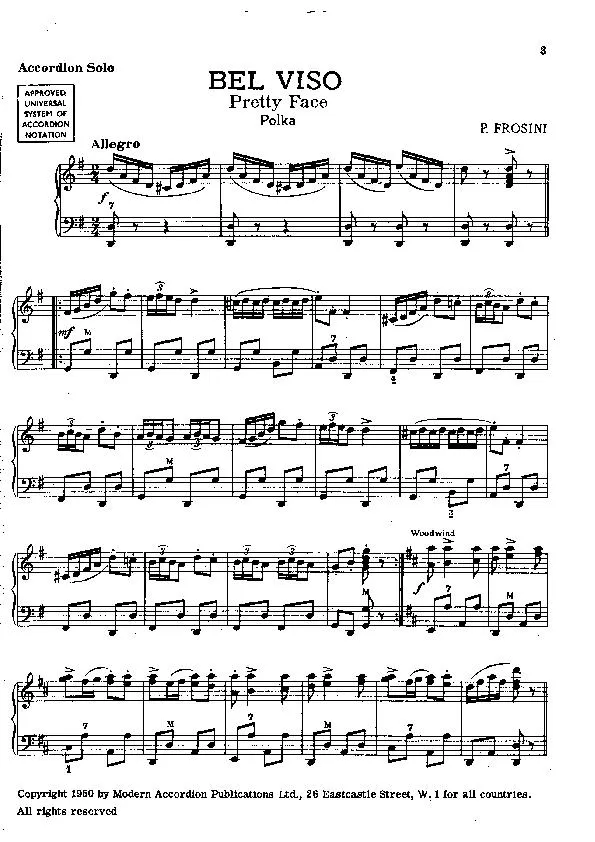 télécharger la partition d'accordéon Bel Viso (Pretty Face) (Polka) au format PDF