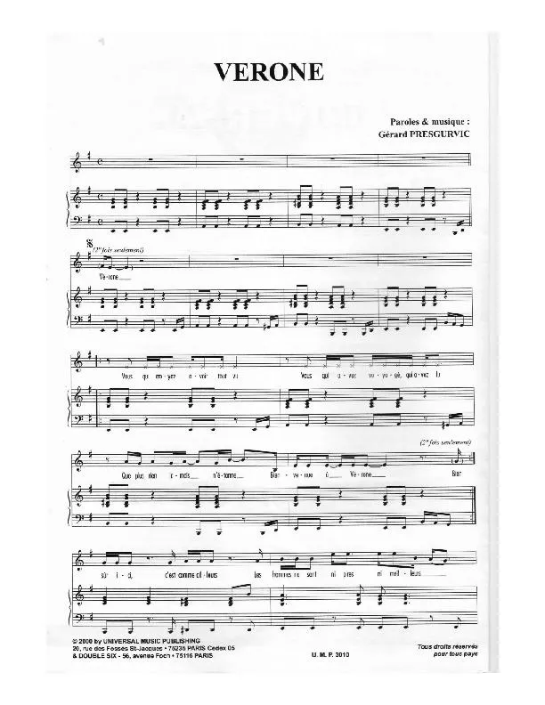 télécharger la partition d'accordéon Vérone (Roméo et Juliette) au format PDF