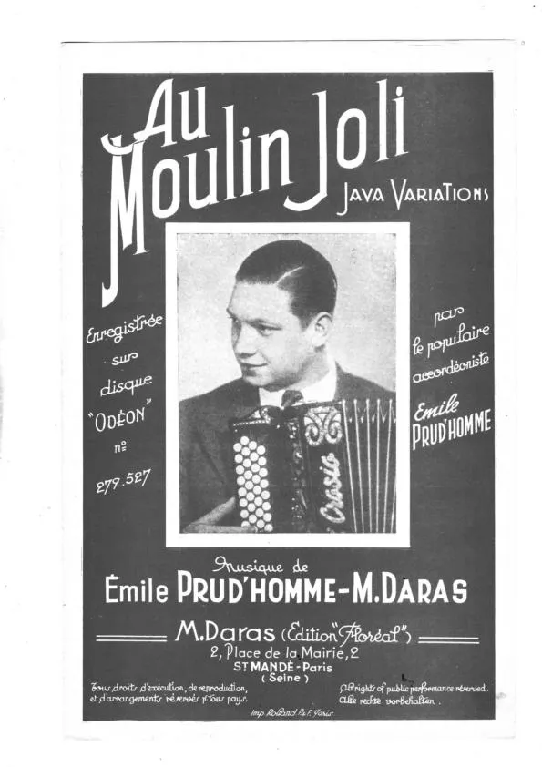 télécharger la partition d'accordéon Au moulin joli (Mazurka Java) au format PDF