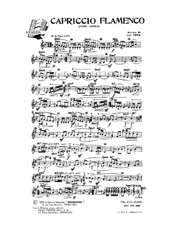 télécharger la partition d'accordéon Capriccio Flamenco (Paso Doble) au format PDF
