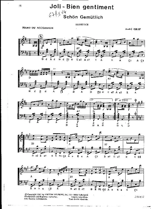 télécharger la partition d'accordéon Joli Bien Gentiment (Schön Gemütlich) (Scottich) au format PDF