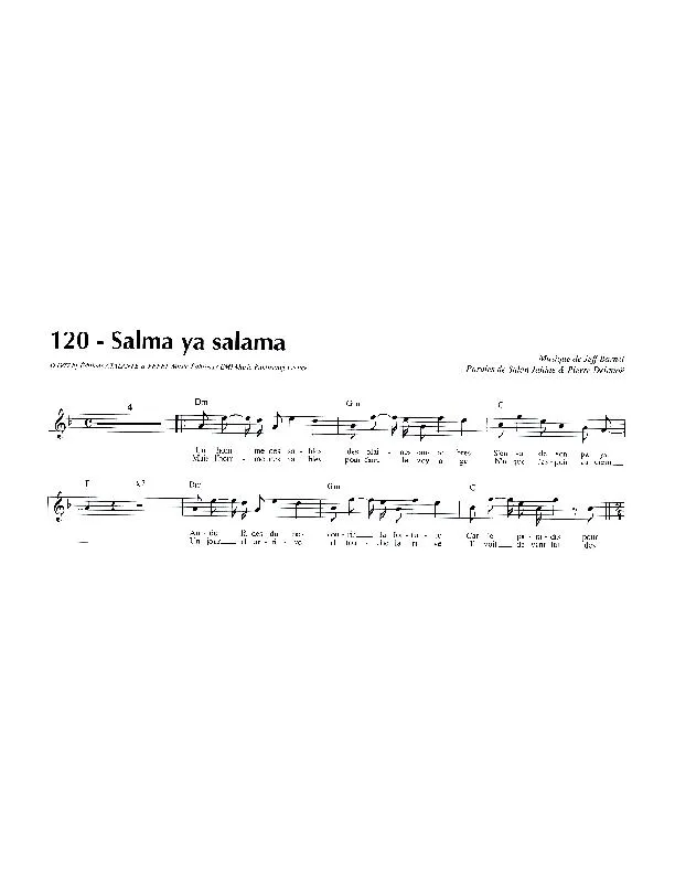 télécharger la partition d'accordéon Salma Ya Salama (Chant : Dalida) au format PDF