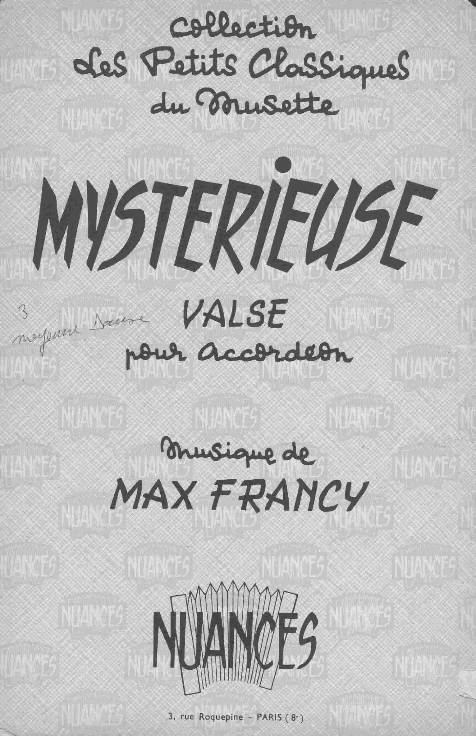 télécharger la partition d'accordéon Mystérieuse (Valse) au format PDF