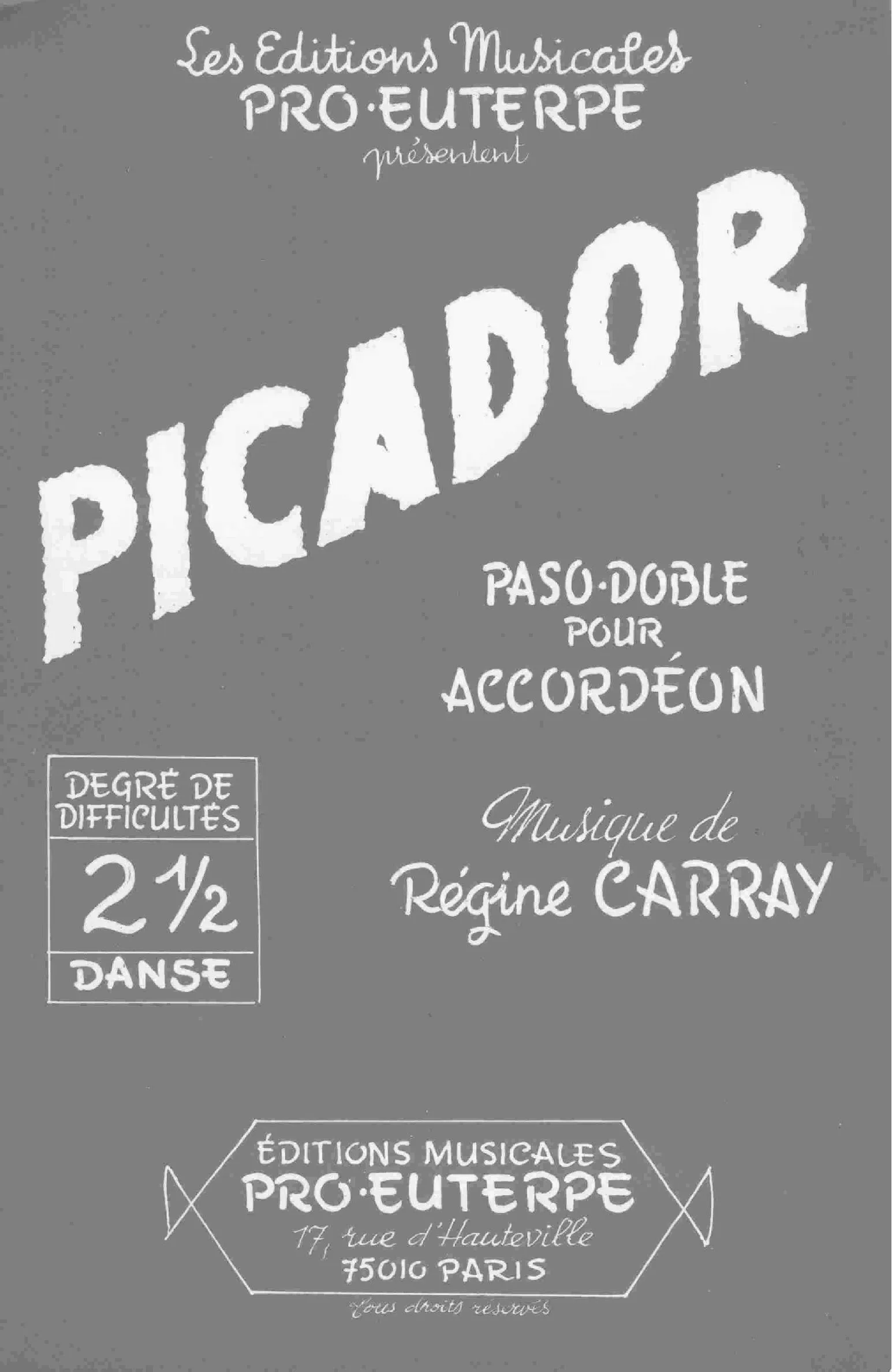 télécharger la partition d'accordéon Picador (Paso Doble) au format PDF