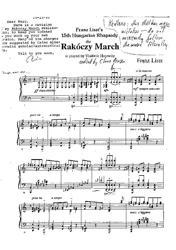 télécharger la partition d'accordéon 15th Hungarian Rhapsody (Rakoczy March) au format PDF