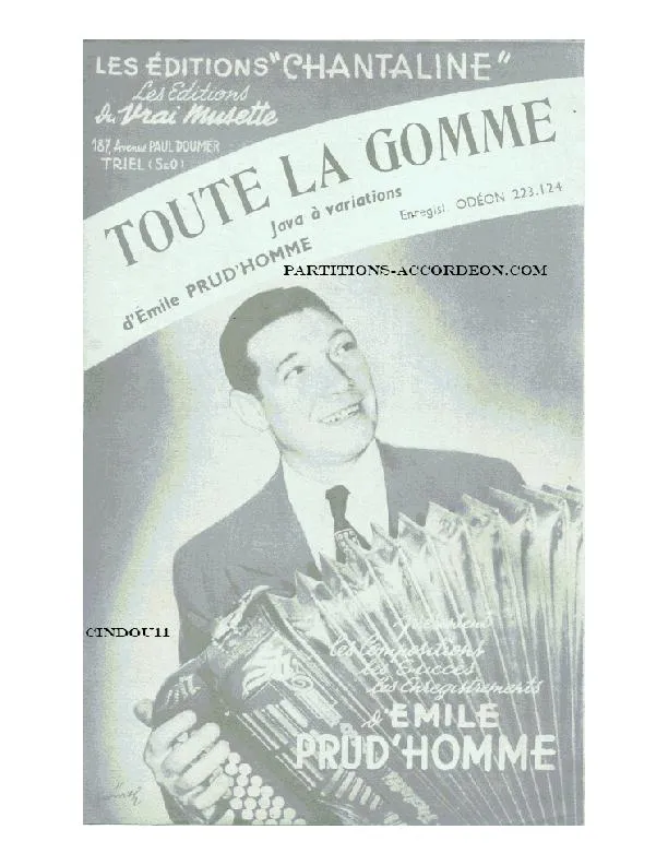 télécharger la partition d'accordéon Toute la gomme (Java Musette) au format PDF