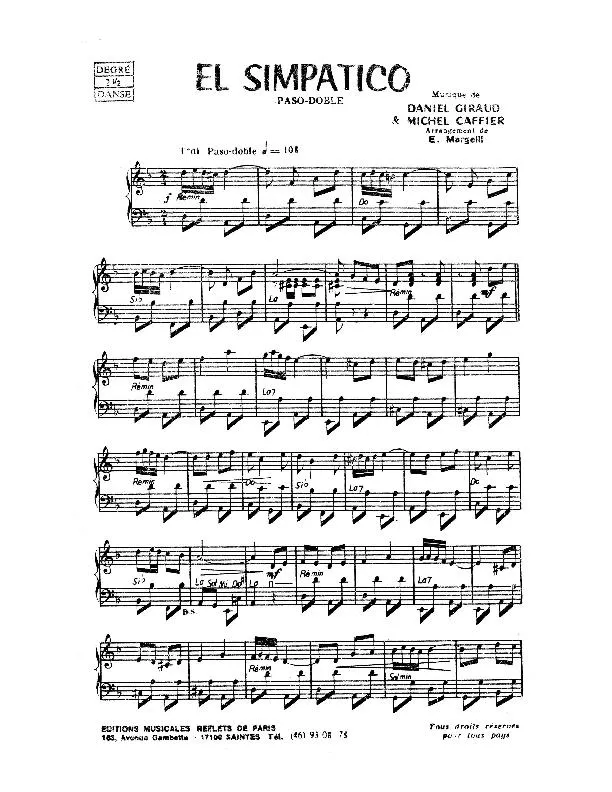 télécharger la partition d'accordéon El Simpatico (Arrangement : Eliane Margelli) (Paso Doble) au format PDF