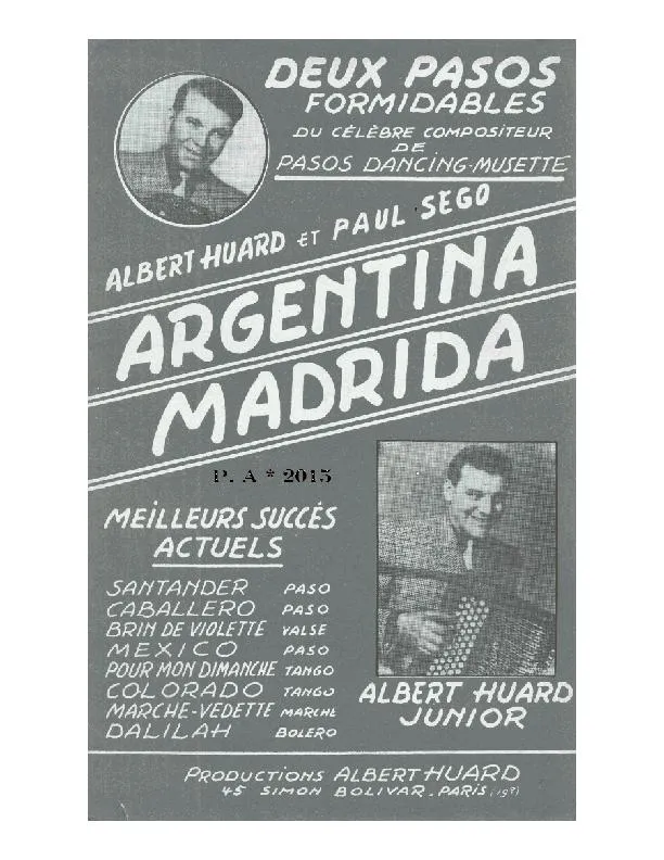 télécharger la partition d'accordéon Argentina (Orchestration Complète) (Paso Doble) au format PDF