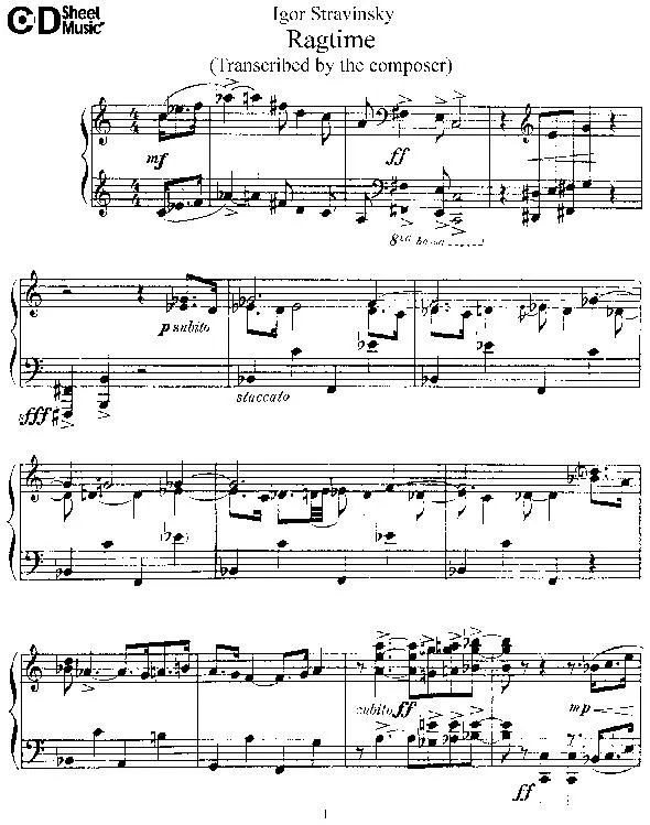 télécharger la partition d'accordéon Ragtime (Transcribed by the composer) au format PDF