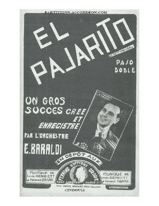 télécharger la partition d'accordéon El Pajarito (Le petit moineau) (Orchestration) (Paso Doble) au format PDF