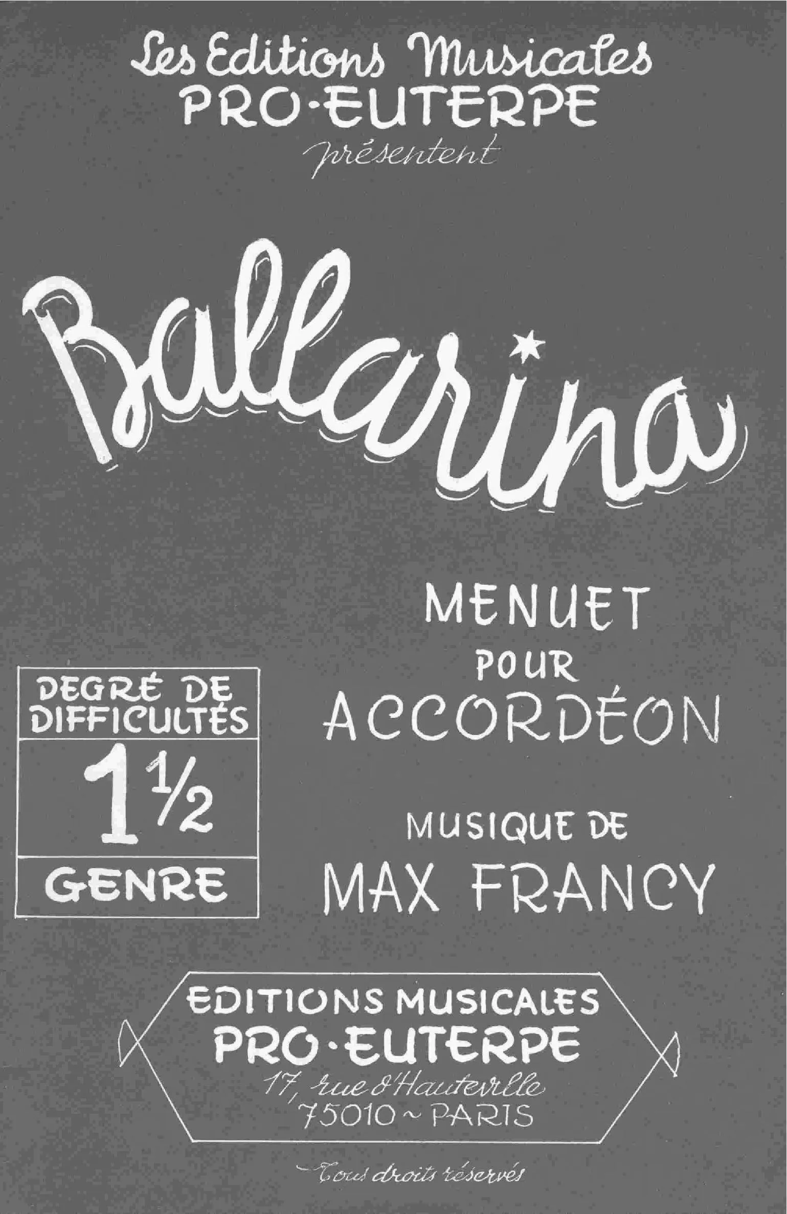 télécharger la partition d'accordéon Ballarina au format PDF