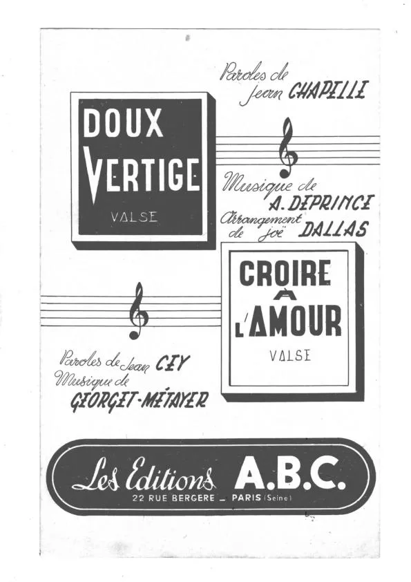 télécharger la partition d'accordéon Doux Vertige (Arrangement :  Joë Dallas) (Valse) au format PDF