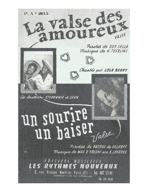 télécharger la partition d'accordéon Un sourire Un baiser (Arrangement : Ernest Léardée) (Orchestration) (Valse) au format PDF