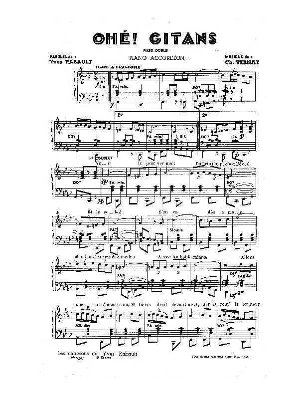 télécharger la partition d'accordéon Ohé Gitans (Paso Doble) au format PDF