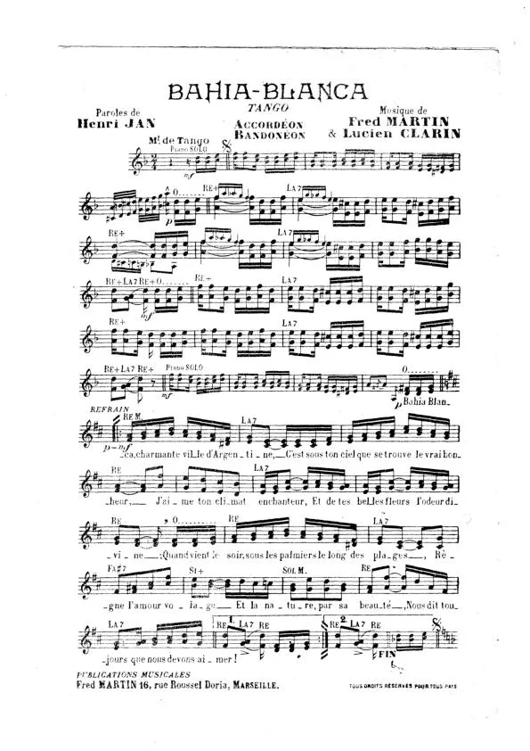 télécharger la partition d'accordéon Bahia Blanca (Orchestration) (Tango) au format PDF