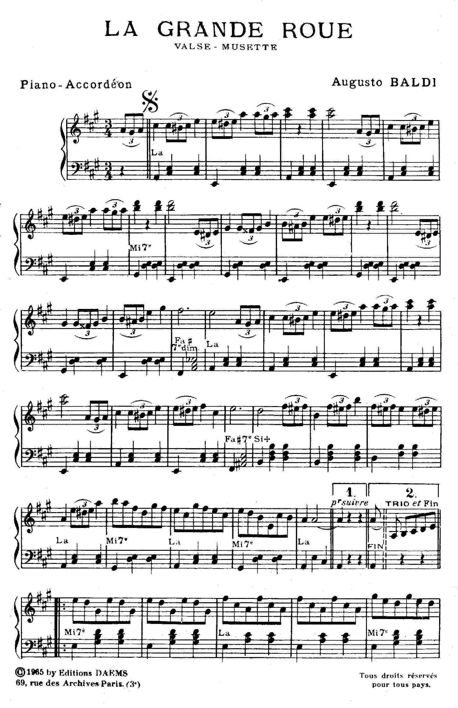 télécharger la partition d'accordéon La grande roue (Valse Musette) au format PDF