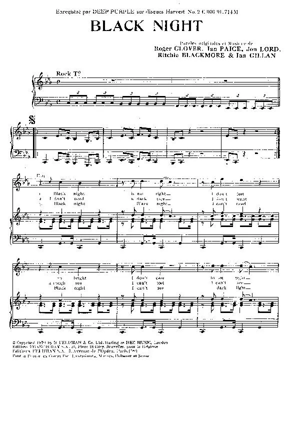 télécharger la partition d'accordéon Black Night (Rock) (Chant : Deep Purple) au format PDF