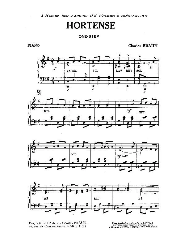 télécharger la partition d'accordéon Hortense (One Step) au format PDF