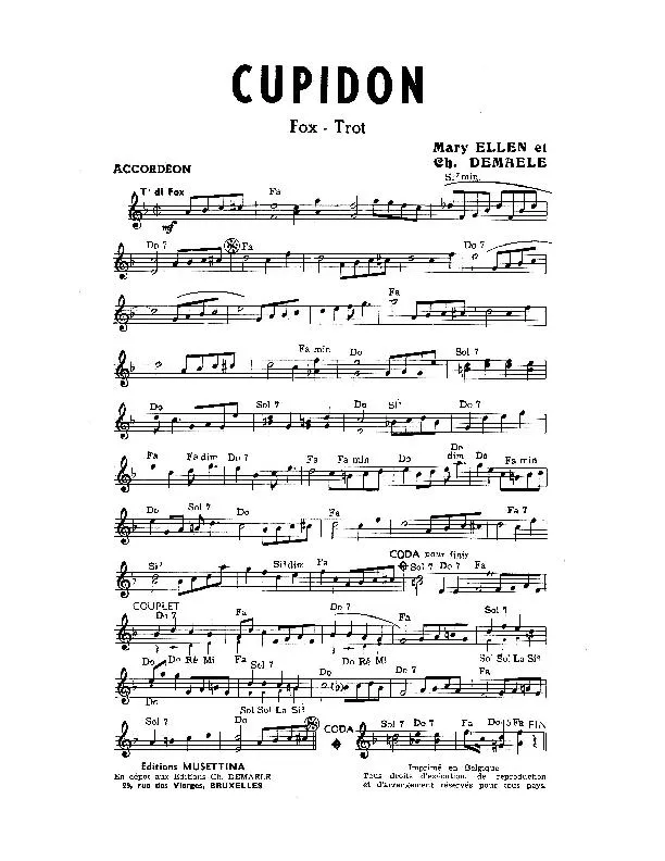 télécharger la partition d'accordéon Cupidon (Fox Trot) au format PDF