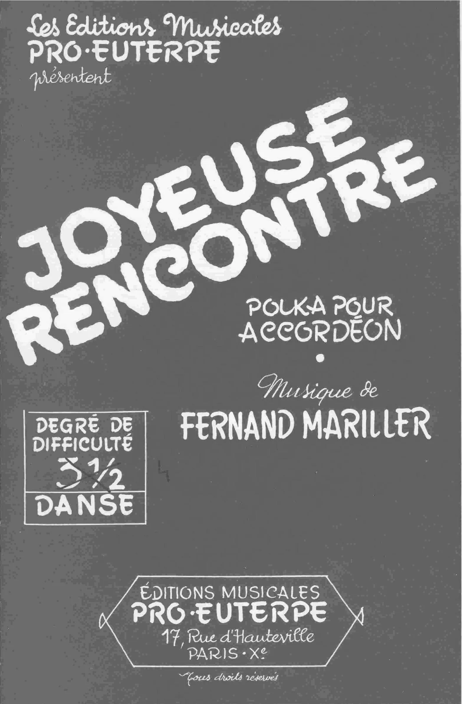 télécharger la partition d'accordéon Joyeuse Rencontre (Polka) au format PDF