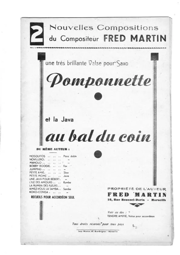 télécharger la partition d'accordéon Pomponnette (Orchestration Complète) (Valse) au format PDF