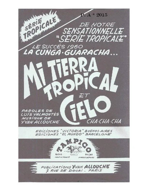 télécharger la partition d'accordéon Mi Tierra Tropical (Orchestration Complète) (Conga Guaracha) au format PDF