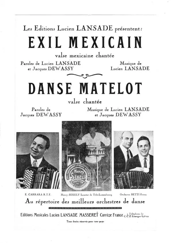 télécharger la partition d'accordéon Exil Mexicain + Danse Matelot (Valse Chantée) au format PDF