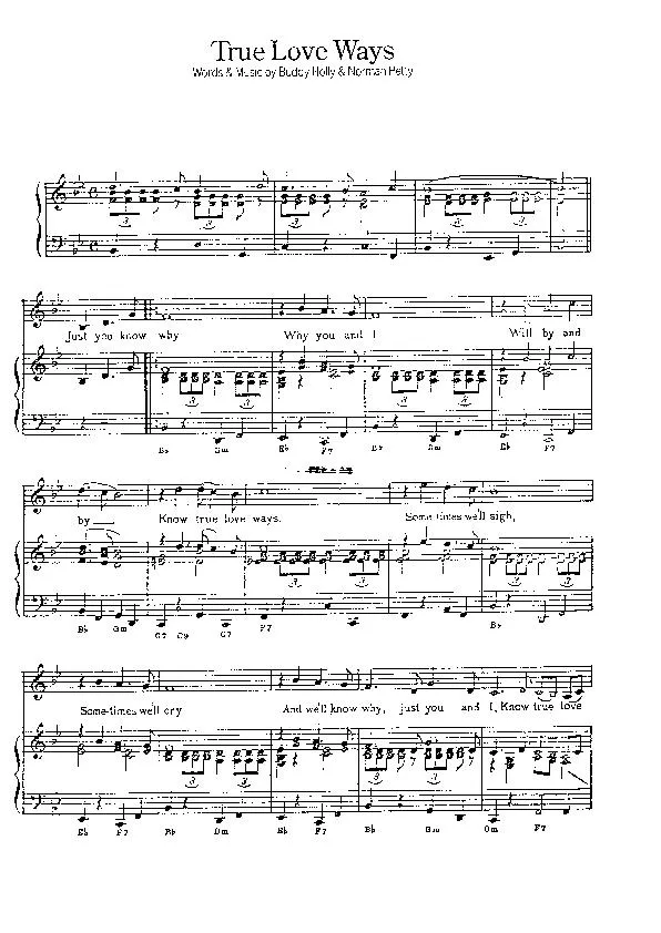 télécharger la partition d'accordéon True Love Ways au format PDF