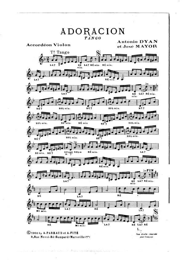 télécharger la partition d'accordéon Adoracion (Tango) au format PDF