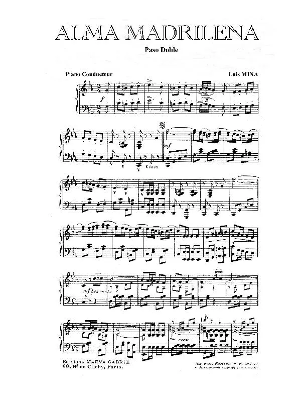télécharger la partition d'accordéon Alma Madrilena (Paso Doble) au format PDF