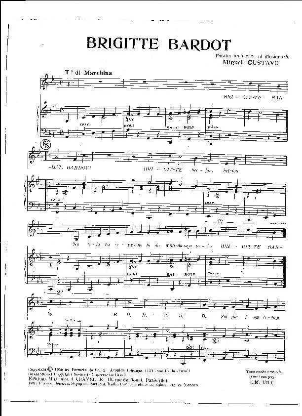 télécharger la partition d'accordéon Brigitte Bardot (Samba Marchina) au format PDF