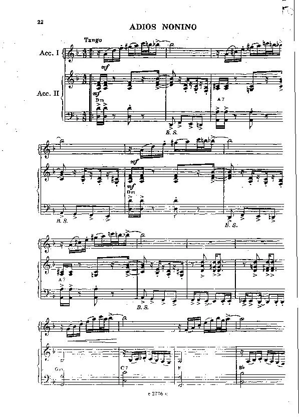 télécharger la partition d'accordéon Adios Nonino (Arrangement : Wolmer Beltrami) (Duo d'Accordéons) au format PDF