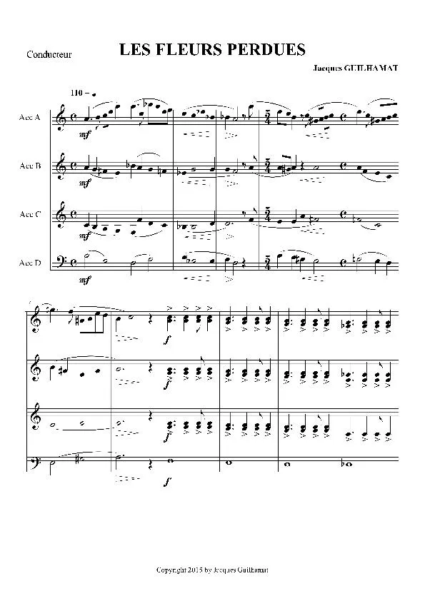 télécharger la partition d'accordéon Les fleurs perdues (Quatuor d'Accordéons / Conducteur) au format PDF