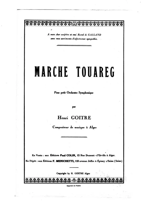 télécharger la partition d'accordéon Marche Touareg (Orchestration Complète pour Petit Orchestre Symphonique) au format PDF