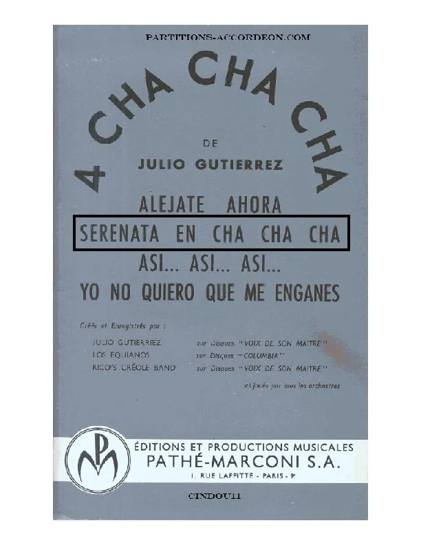 télécharger la partition d'accordéon Serenata en cha cha cha (Orchestration) au format PDF