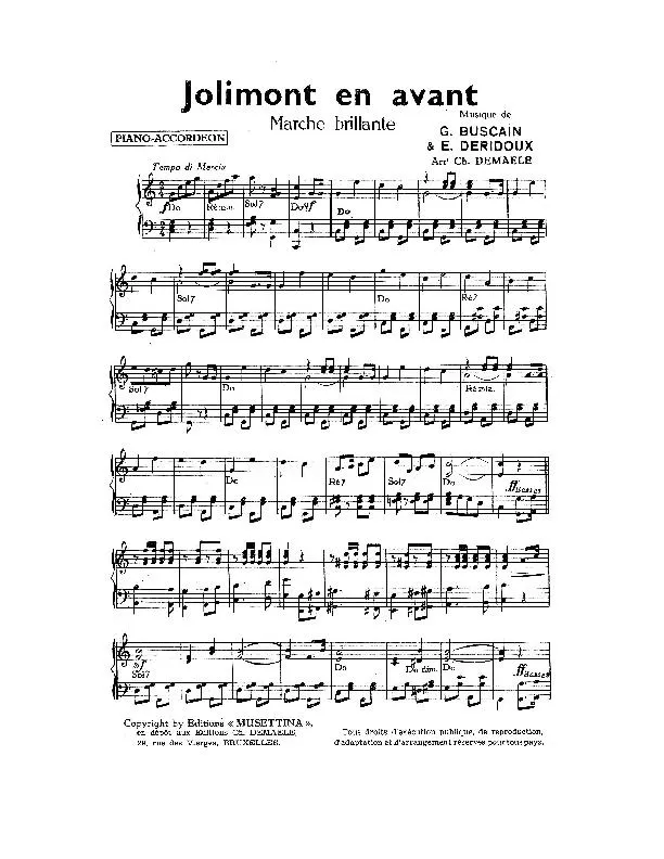 télécharger la partition d'accordéon Jolimont en avant (Arrangement : Charles Demaele) (Marche Brillante) au format PDF