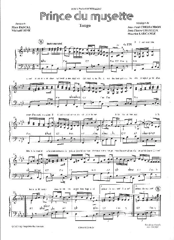 télécharger la partition d'accordéon Prince du musette (Tango) au format PDF