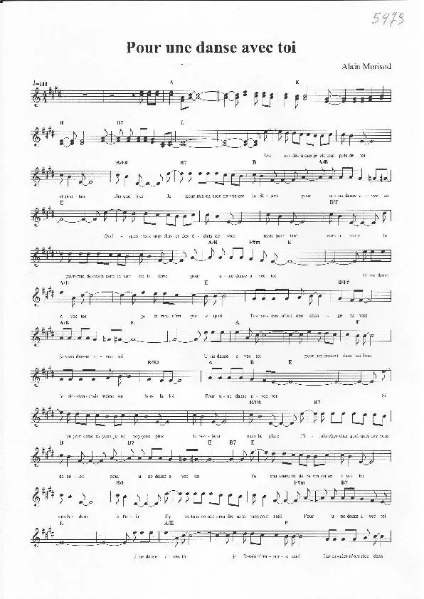 télécharger la partition d'accordéon Pour une danse avec toi (Slow) au format PDF