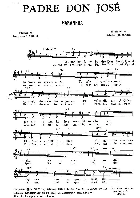 télécharger la partition d'accordéon Padre Don José (Habanera) au format PDF
