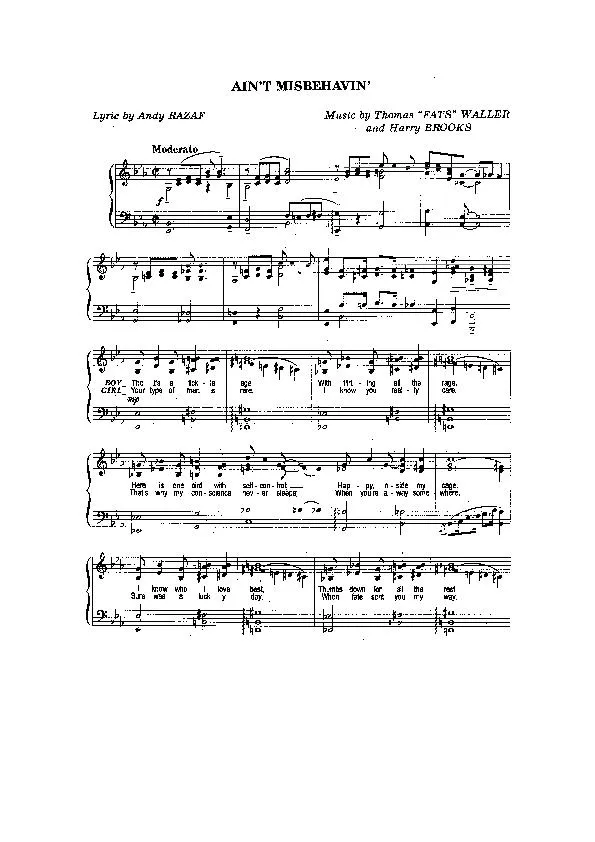 télécharger la partition d'accordéon Ain't Misbehavin' au format PDF