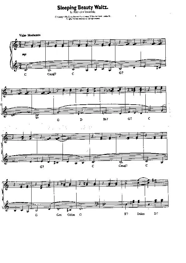 télécharger la partition d'accordéon Sleeping Beauty Waltz au format PDF