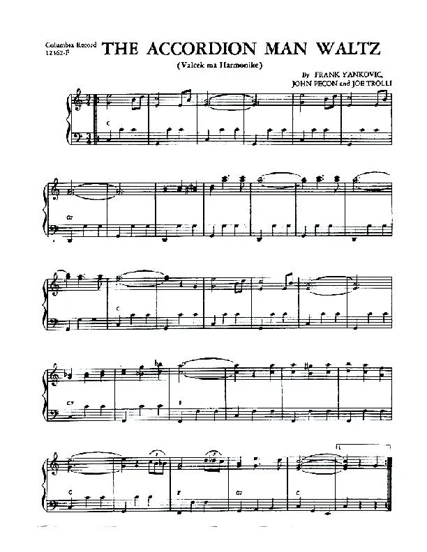 télécharger la partition d'accordéon The Accordion Man Waltz (Valcek Ma Harmonike) (Valse) au format PDF