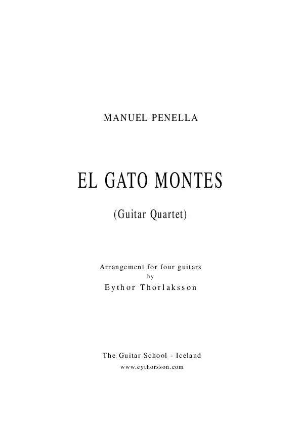 télécharger la partition d'accordéon El Gato Montès (Guitar Quartet) (Arrangement pour quatre guitares : Eythor Thorlaksson) au format PDF