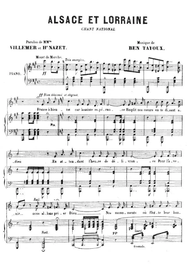 télécharger la partition d'accordéon Alsace et Lorraine (Chant National) au format PDF